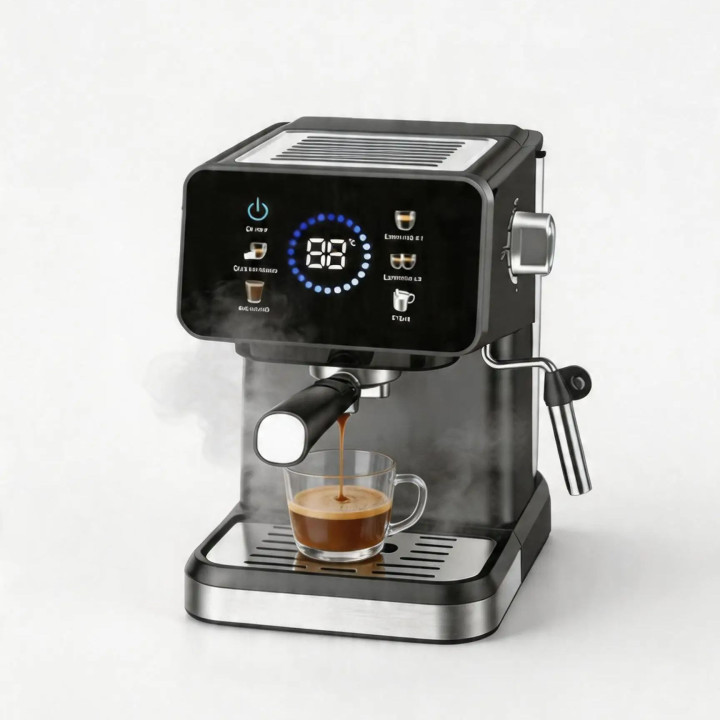 Cafetera 20 Bares con ColdBrew y Pantalla Táctil: Café Frío, Espresso y Cappuccino Profesional - 1050W, Vaporizador y Tanque 1.5