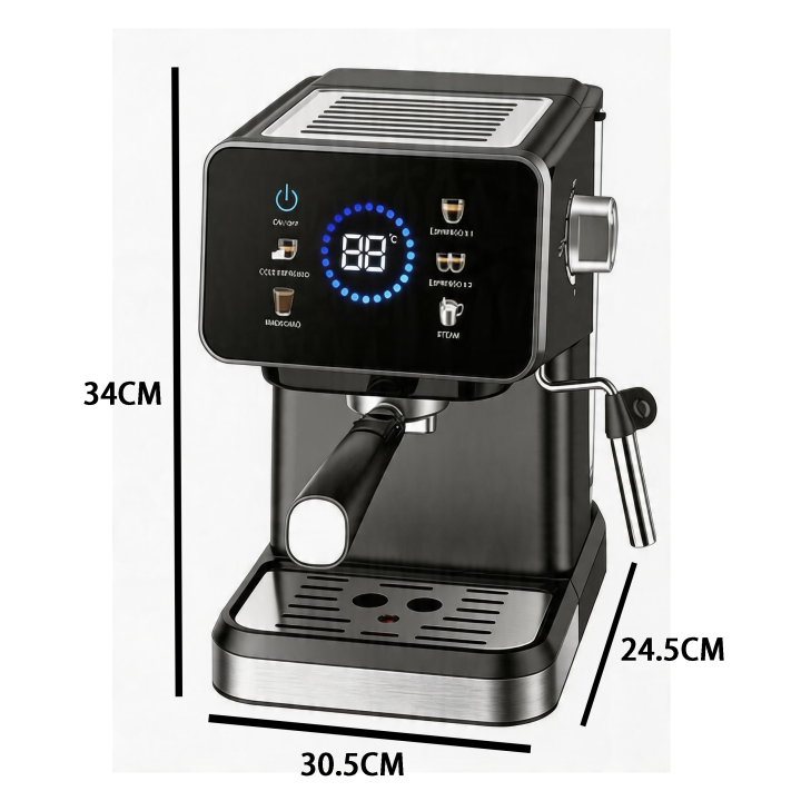 Cafetera 20 Bares con ColdBrew y Pantalla Táctil: Café Frío, Espresso y Cappuccino Profesional - 1050W, Vaporizador y Tanque 1.5