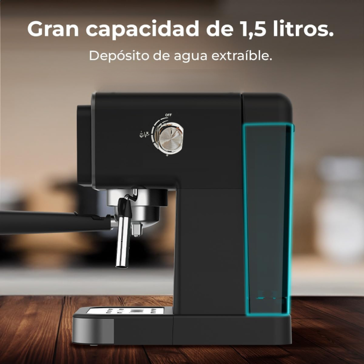 Cafetera 20 Bares con ColdBrew y Pantalla Táctil: Café Frío, Espresso y Cappuccino Profesional - 1050W, Vaporizador y Tanque 1.5