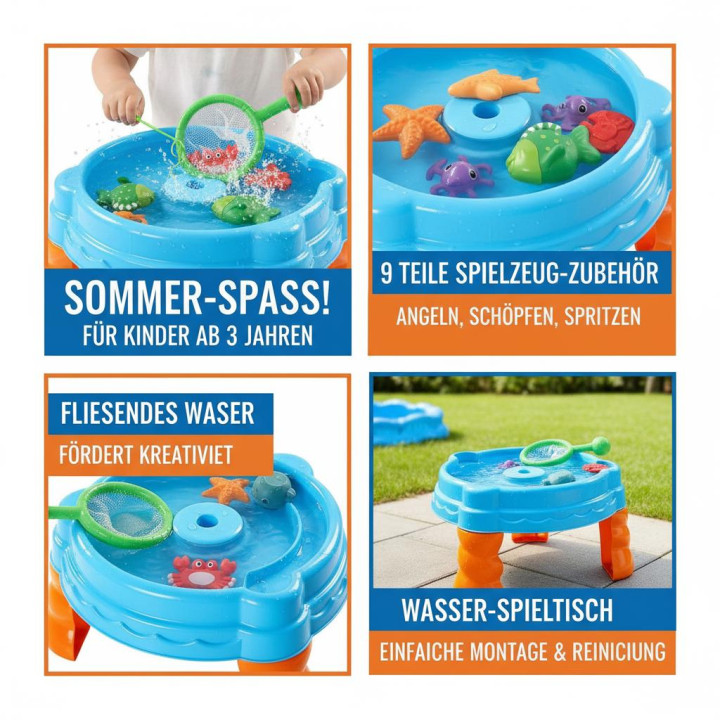 Compra mesa de juegos acuáticos para niños con accesorios y juego de pesca ideal para verano y actividades sensoriales | Prology