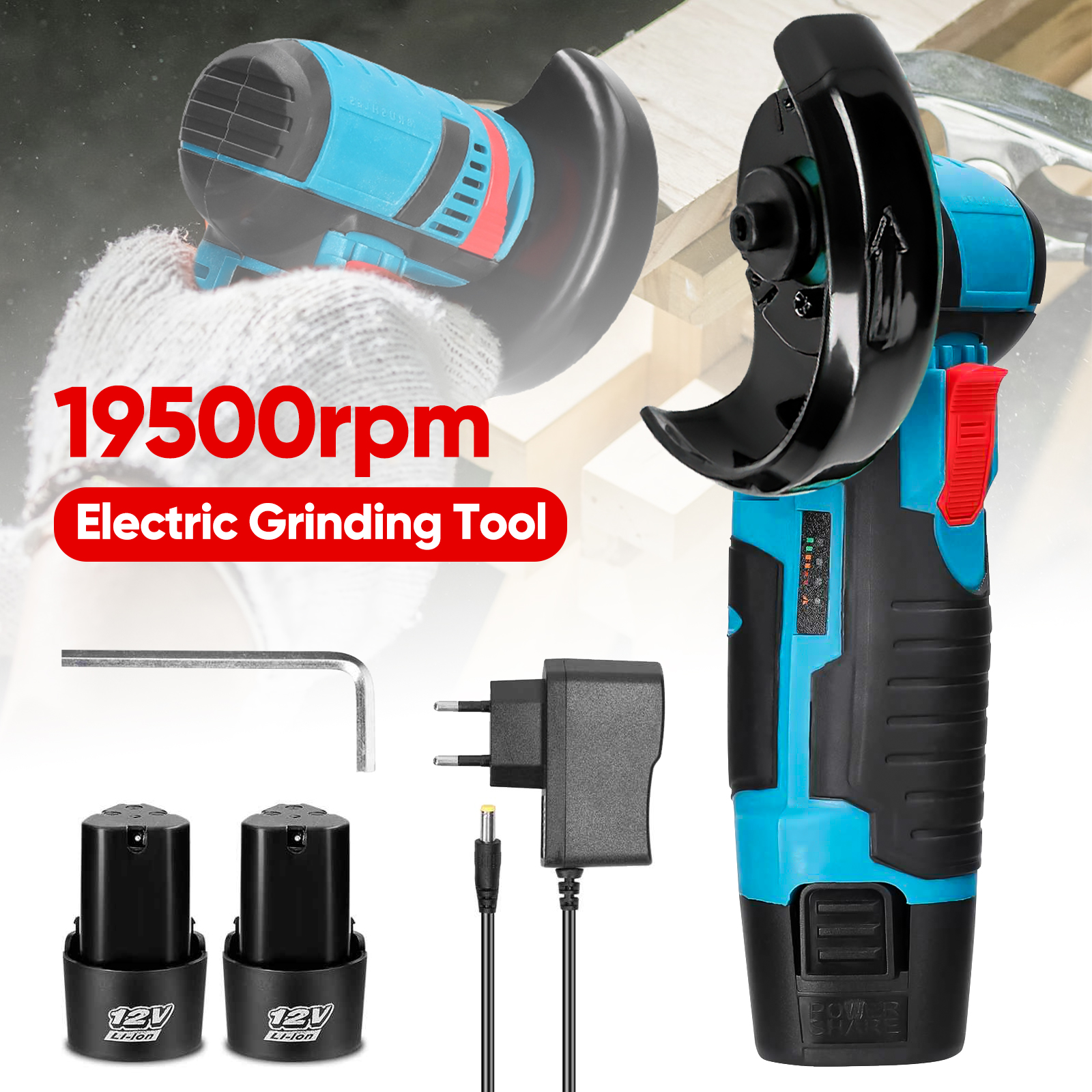 Mini Amoladora Angular 12V Recargable 19500 RPM | prologyc.es