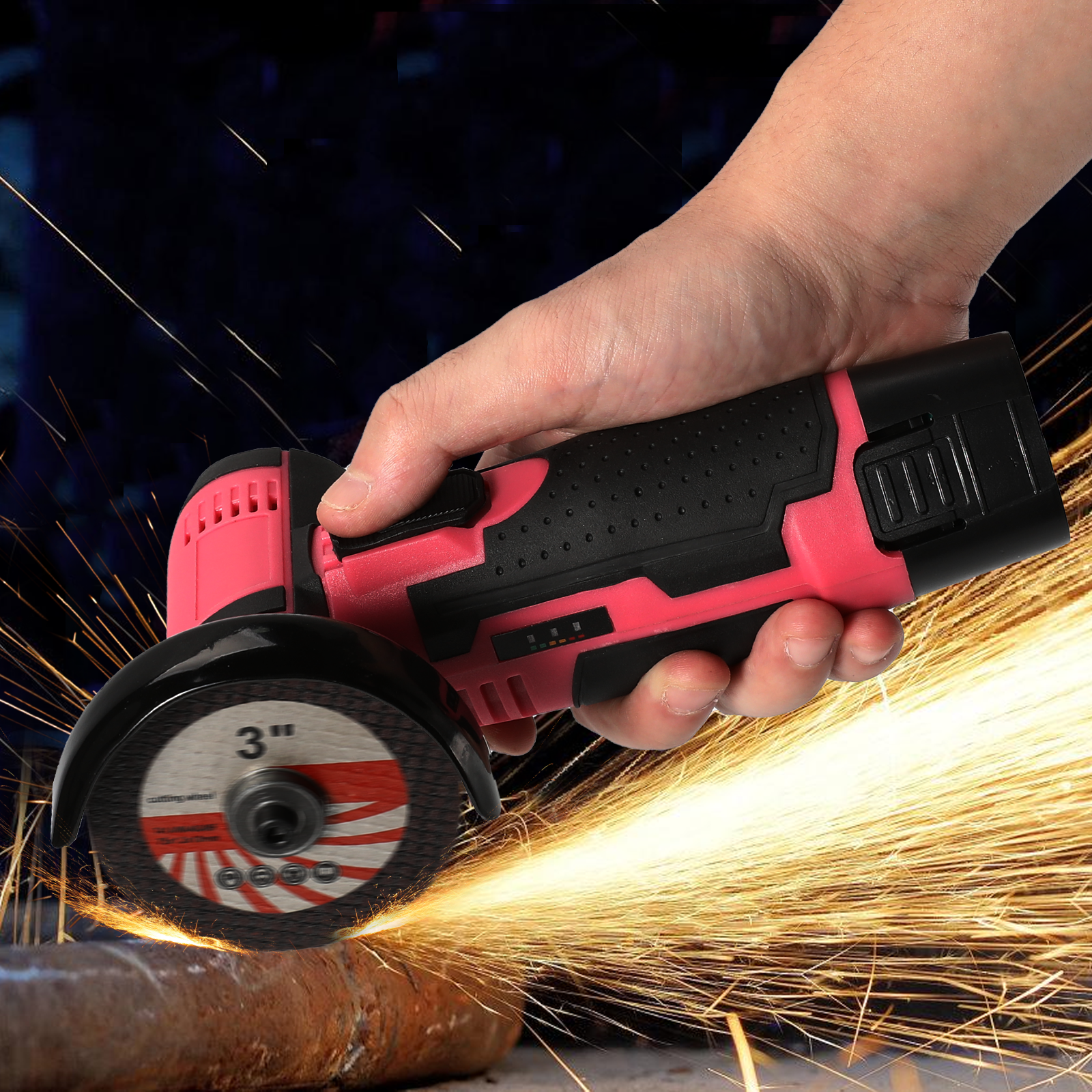 Mini Amoladora Angular Rosa 12V Recargable con 2 Baterías | prologyc.es