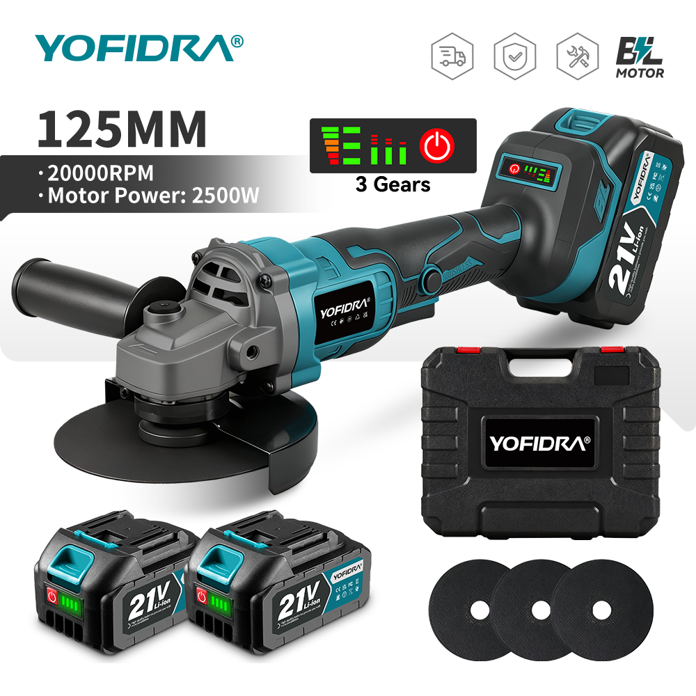Amoladora Angular YOFIDRA 125MM sin Escobillas Compatible Makita 21V | prologyc.es