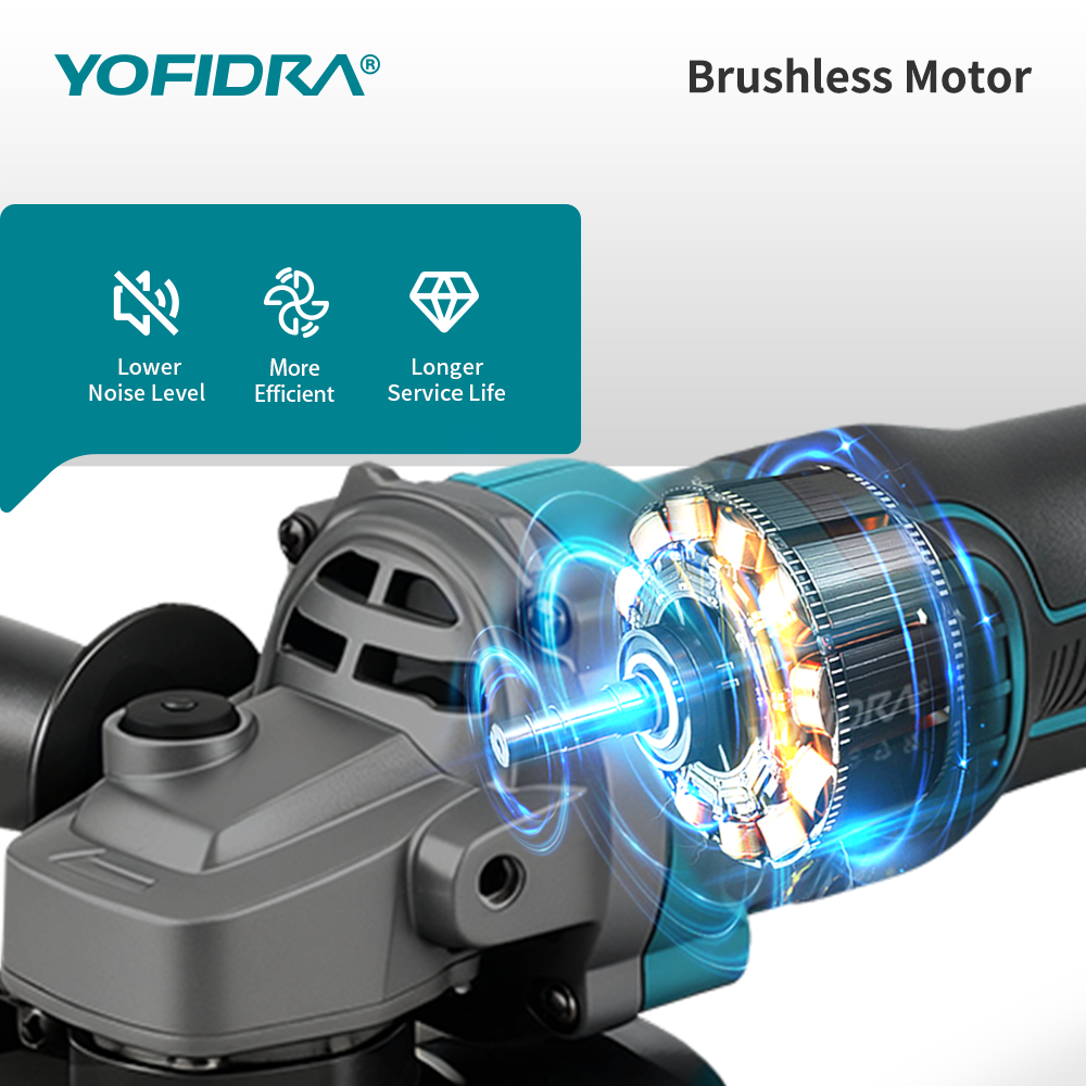 Amoladora Angular YOFIDRA 125MM sin Escobillas Compatible Makita 21V | prologyc.es