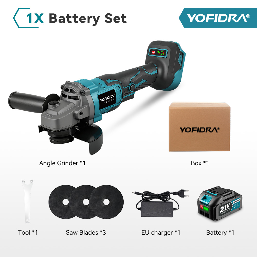 Amoladora Angular YOFIDRA 125MM sin Escobillas Compatible Makita 21V | prologyc.es