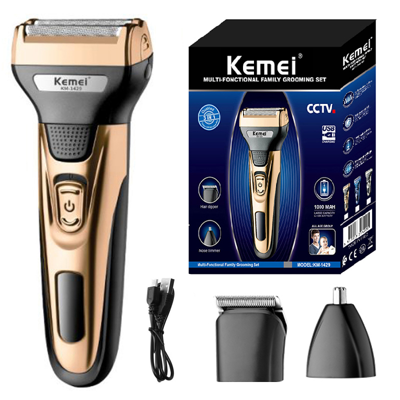 Kemei Kit de Aseo 3 en 1 para Hombre Recargable | prologyc.es