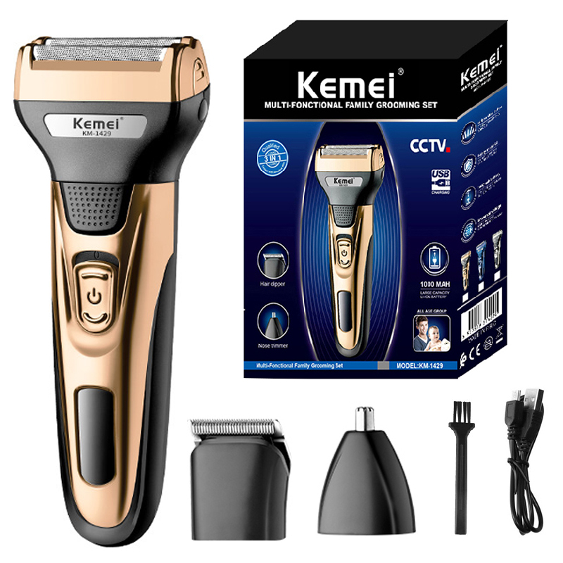 Kemei Kit de Aseo 3 en 1 para Hombre Recargable | prologyc.es