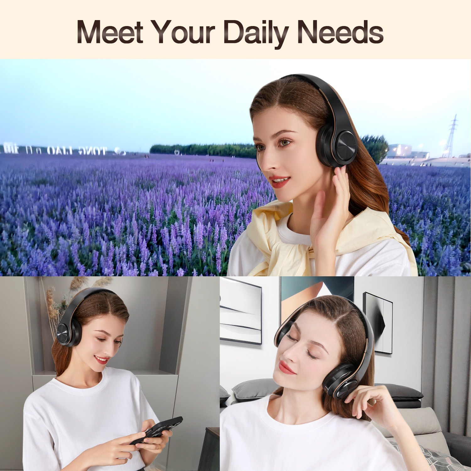 Auriculares Bluetooth Dorados con Micrófono para Android e iOS | prologyc.es