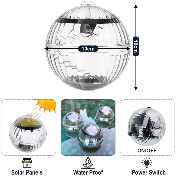 Luz Solar Flotante LED para Piscina Multicolor Impermeable | prologyc.es