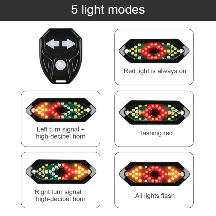 Luz Trasera Bicicleta con Intermitentes y Control Remoto | prologyc.es