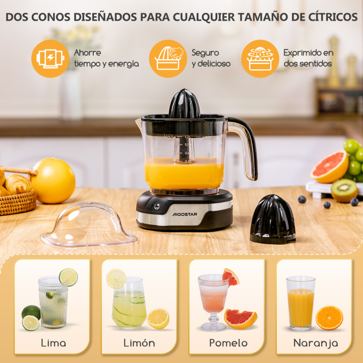 Exprimidor Eléctrico 1,2L con 2 Conos y Sistema Antigoteo | prologyc.es