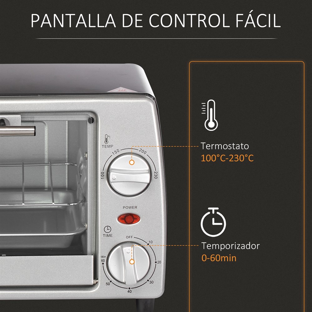 Horno Eléctrico HOMCOM 10 Litros 750W Sobremesa | prologyc.es