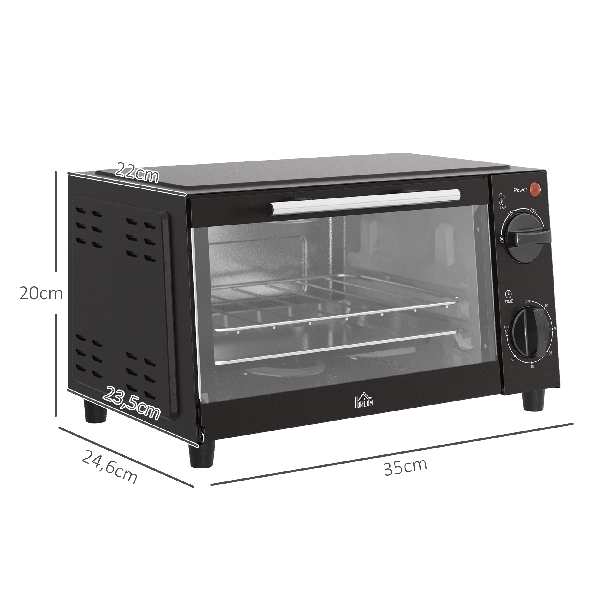 Mini Horno Eléctrico HOMCOM 9 Litros con Temporizador | prologyc.es