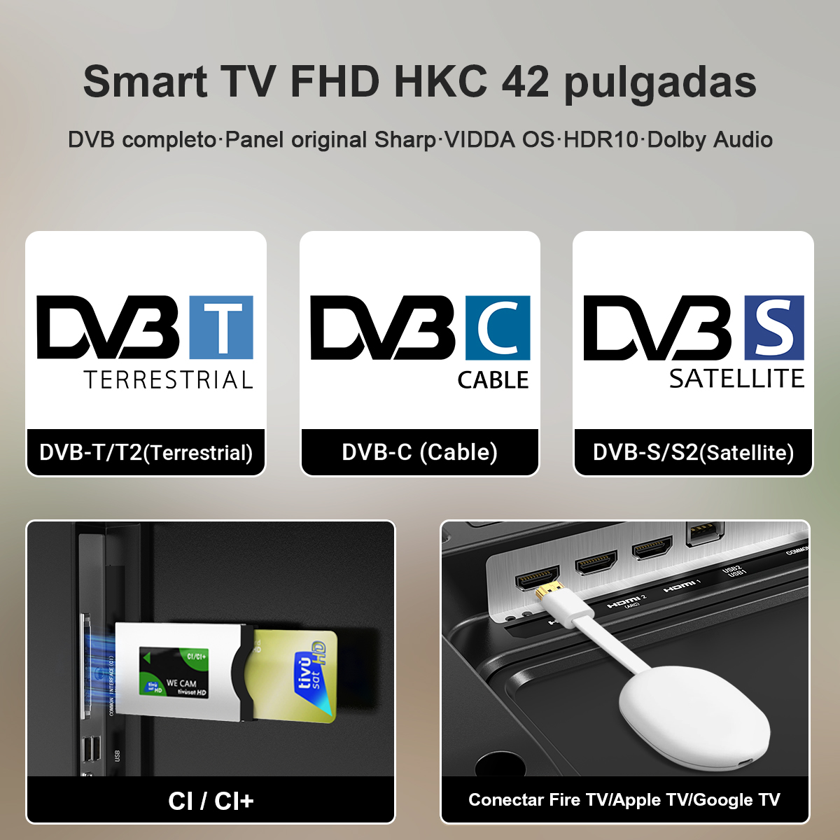 Smart TV HKC 42Q1L 42 Pulgadas Full HD VIDAA HDR10 | prologyc.es