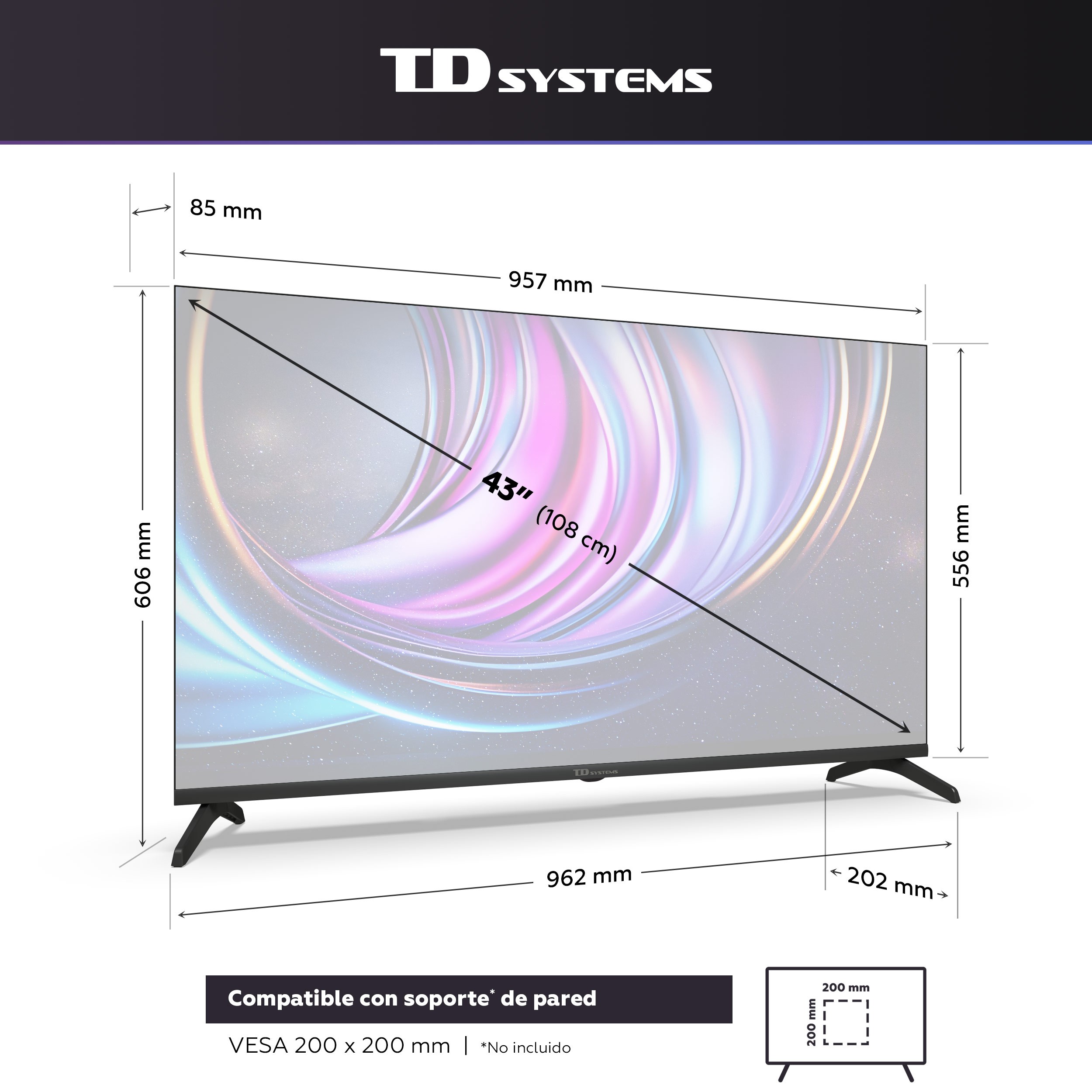 Smart TV TD Systems K43C22TIZEN 43 Pulgadas 4K UHD | prologyc.es