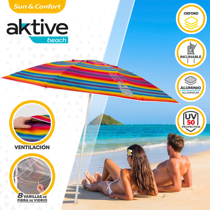 Sombrilla Aktive Playa Ø220 cm UV50+ Antiviento con Ventilación | prologyc.es | repuestos.prologyc.es
