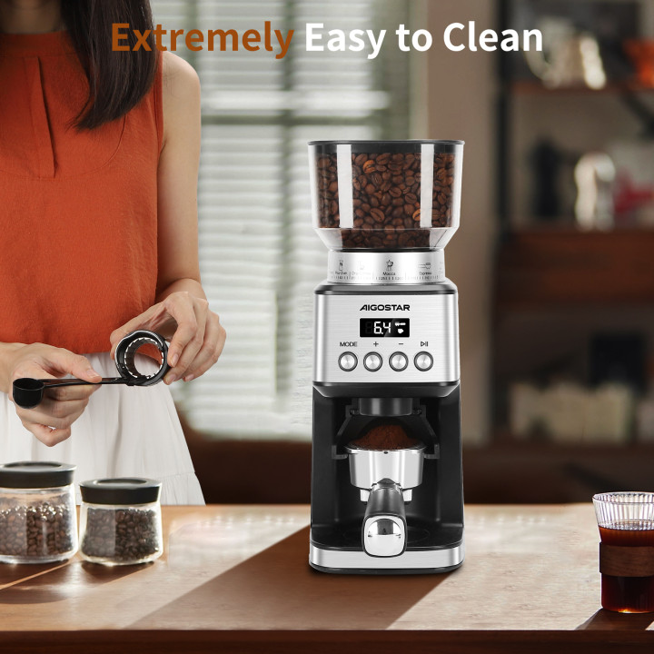 Molinillo de Café Eléctrico AIGOSTAR 180W con LCD y 52 Niveles de Molido | prologyc.es | repuestos.prologyc.es