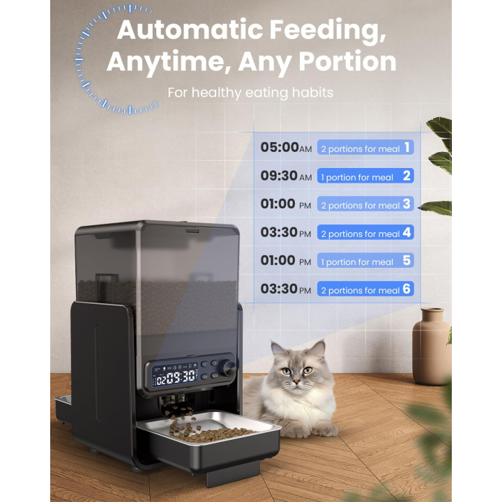 Comedero Automático Inteligente WiFi 5L para 2 Gatos | prologyc.es | repuestos.prologyc.es
