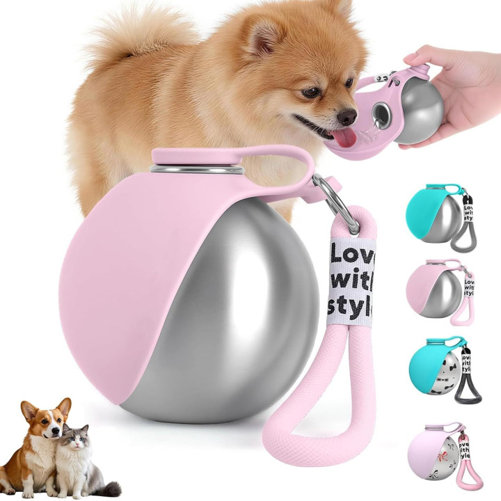 Botella de Agua para Perros y Gatos de 285 ml con Cuenco de Silicona y Acero Inoxidable | prologyc.es | repuestos.prologyc.es