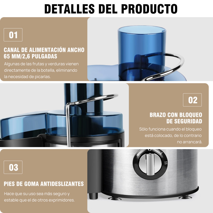 Exprimidor Centrífugo 400W con Boca Ancha de 65 mm y Depósito de 500 ml | prologyc.es | repuestos.prologyc.es