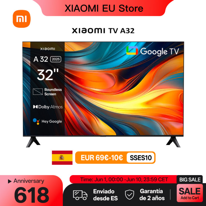 Smart TV Xiaomi TV A 32 32 Pulgadas HD Dolby Audio DTS-X | prologyc.es | repuestos.prologyc.es