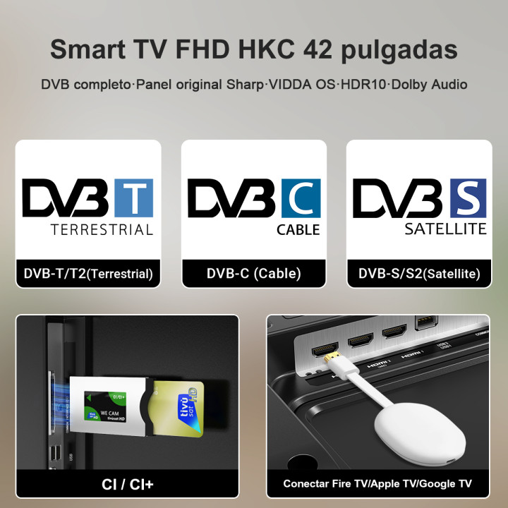 Smart TV HKC 42Q1L 42 Pulgadas Full HD VIDAA HDR10 Dolby Audio | prologyc.es | repuestos.prologyc.es