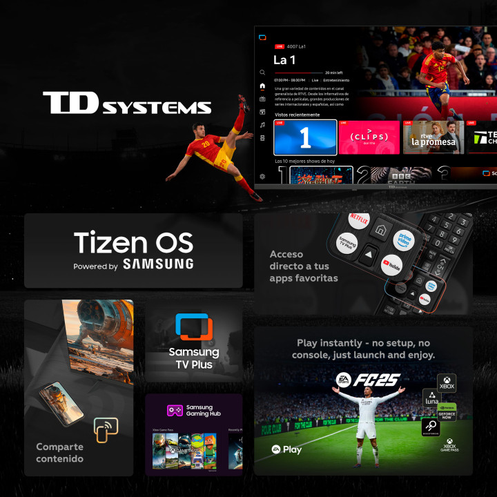 Smart TV TD Systems K32QC22TIZEN 32 Pulgadas QLED Tizen OS 8.0 Gaming Hub | prologyc.es | repuestos.prologyc.es