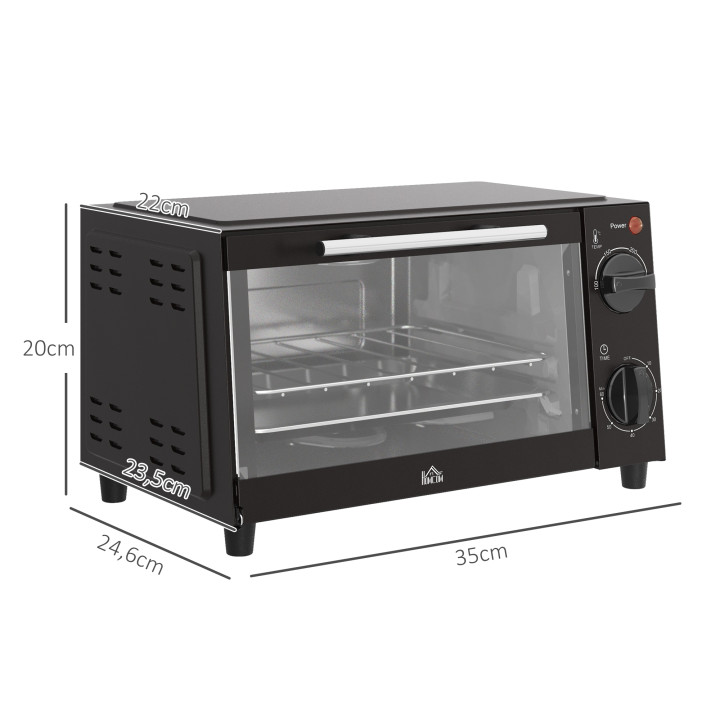 Mini Horno Eléctrico HOMCOM 9 Litros con Temperatura Ajustable y Temporizador | prologyc.es | repuestos.prologyc.es