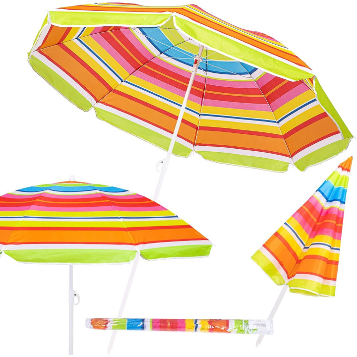 Sombrilla de Playa Plegable 140 cm con Protección Solar y Altura Ajustable | prologyc.es | repuestos.prologyc.es