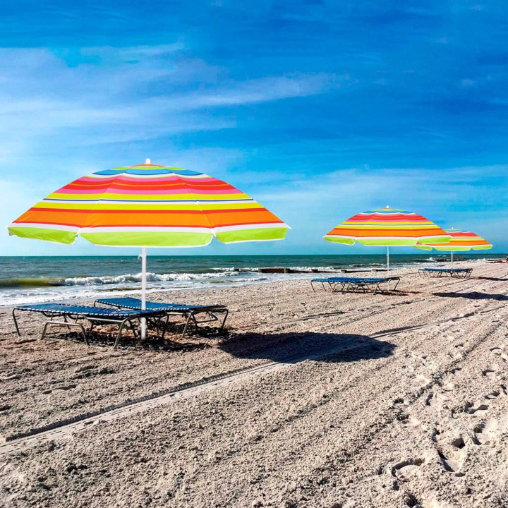 Sombrilla de Playa Plegable 140 cm con Protección Solar y Altura Ajustable | prologyc.es | repuestos.prologyc.es