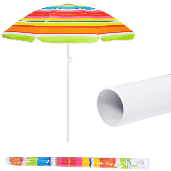 Sombrilla de Playa Plegable 140 cm con Protección Solar y Altura Ajustable | prologyc.es | repuestos.prologyc.es