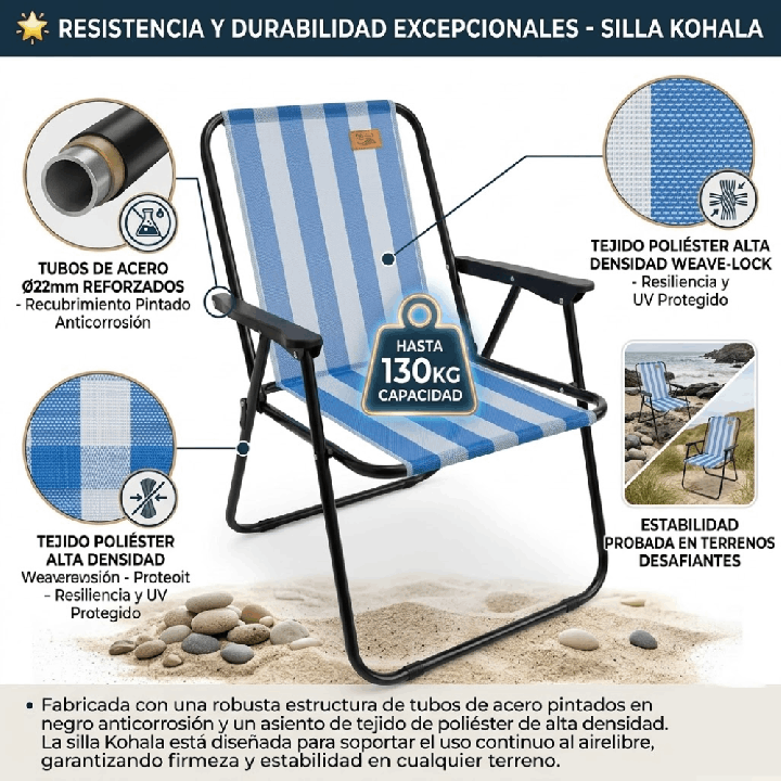 Silla de Camping Plegable DEVESSPORT Kohala para Playa Jardín y Exterior | prologyc.es | repuestos.prologyc.es