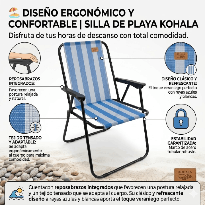 Silla de Camping Plegable DEVESSPORT Kohala para Playa Jardín y Exterior | prologyc.es | repuestos.prologyc.es