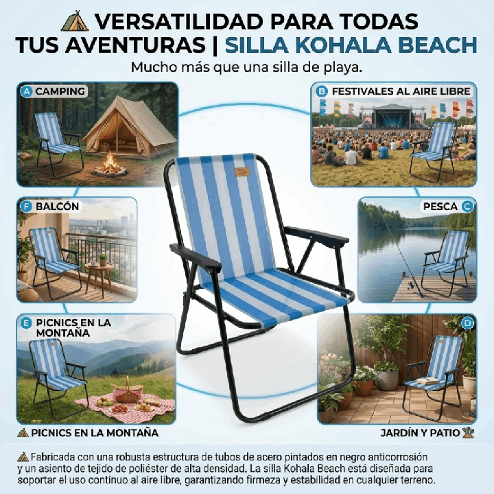Silla de Camping Plegable DEVESSPORT Kohala para Playa Jardín y Exterior | prologyc.es | repuestos.prologyc.es