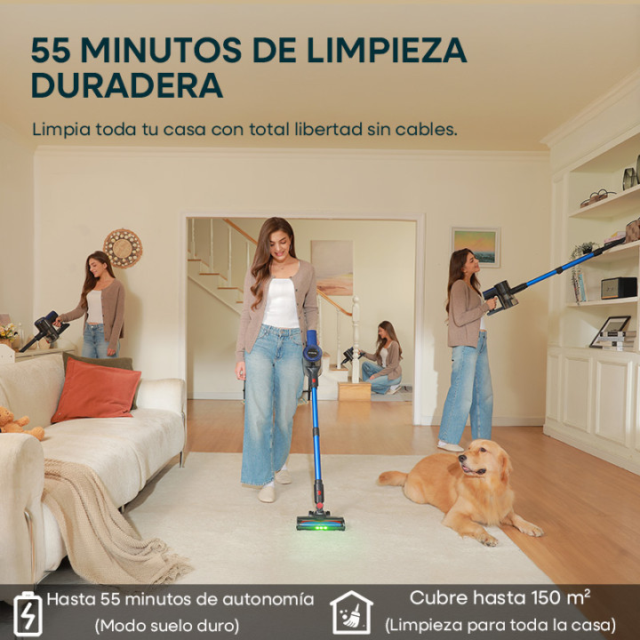 Aspiradora Inalámbrica Erabros EV2 450W 55KPa con Pantalla LED | prologyc.es | repuestos.prologyc.es