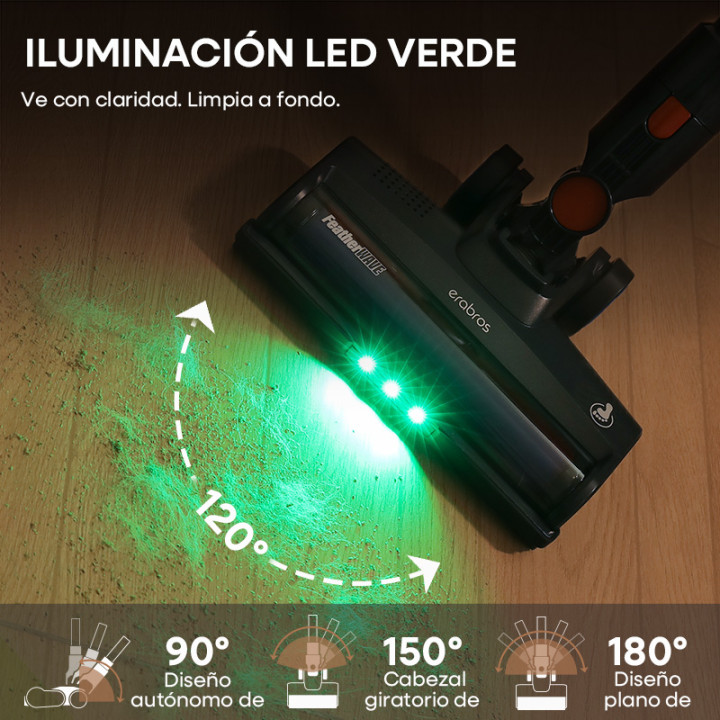 Aspiradora Inalámbrica Erabros EV2 450W 55KPa con Pantalla LED | prologyc.es | repuestos.prologyc.es