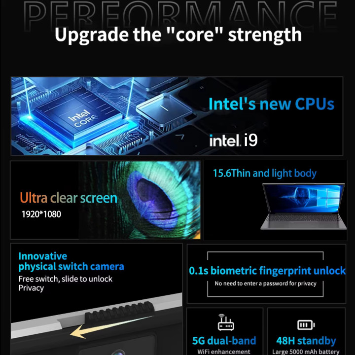Portátil 15,6 Pulgadas Windows 11 Intel Core i9-10980HK 16GB RAM 1TB SSD con Huella Dactilar | prologyc.es | repuestos.prologyc.