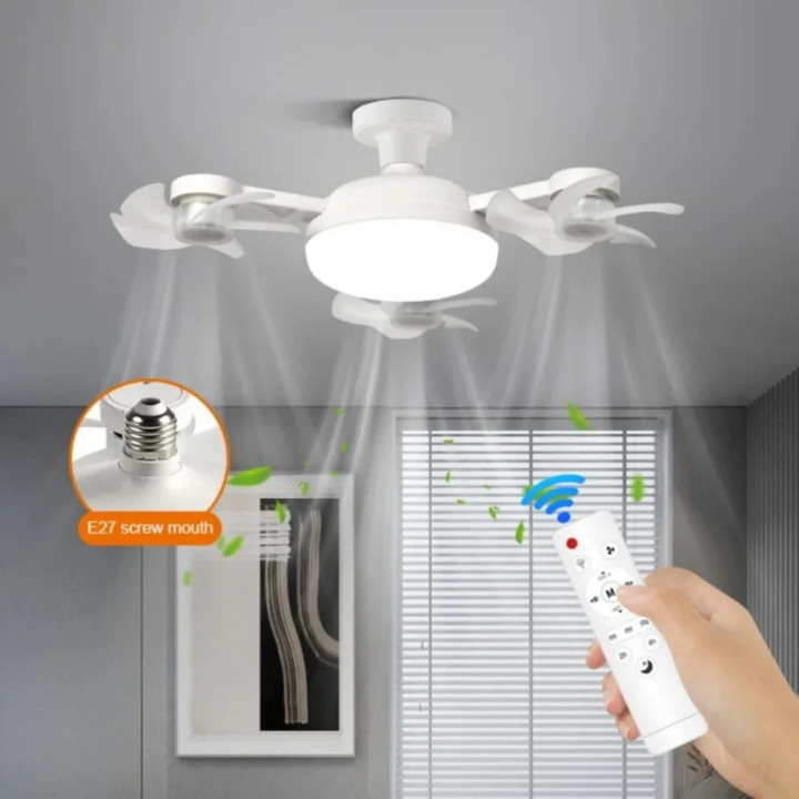 Lámpara Ventilador LED E27 50W 60W con Control Remoto y Luz Regulable | prologyc.es | repuestos.prologyc.es
