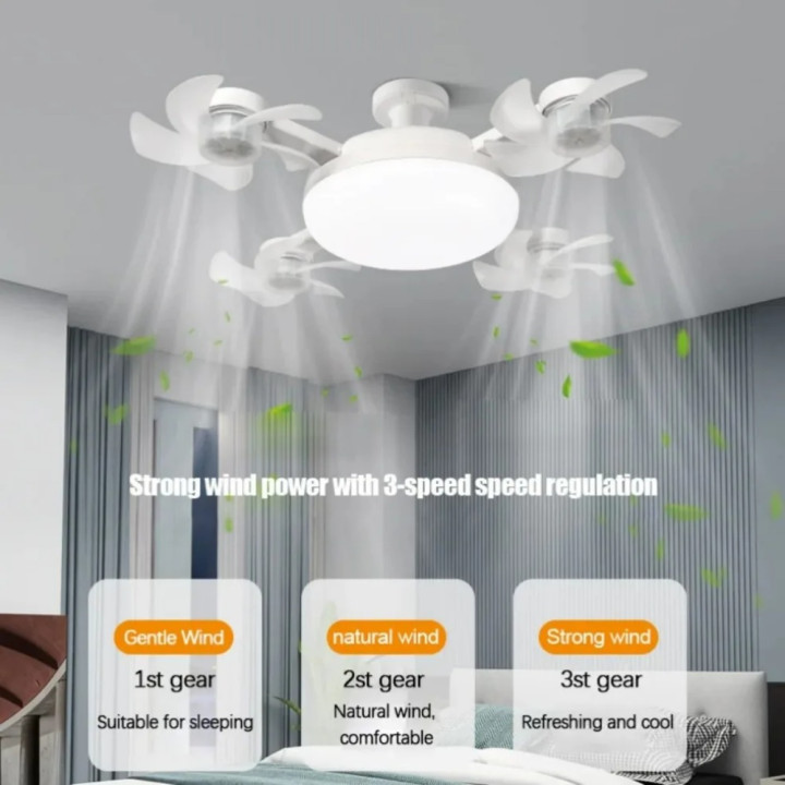 Lámpara Ventilador LED E27 50W 60W con Control Remoto y Luz Regulable | prologyc.es | repuestos.prologyc.es