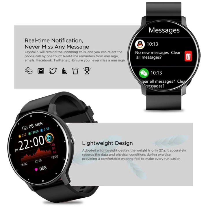 Reloj Inteligente LIGE Deportivo con Monitor de Frecuencia Cardíaca para Android e iOS | prologyc.es | repuestos.prologyc.es