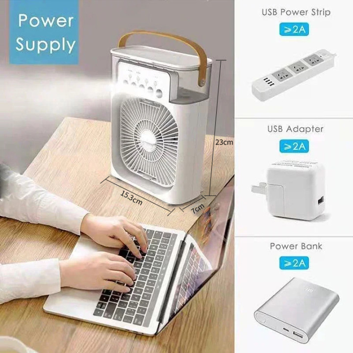 Mini Enfriador de Aire 3 en 1 con Ventilador, Humidificador y Luz LED Nocturna | prologyc.es | repuestos.prologyc.es