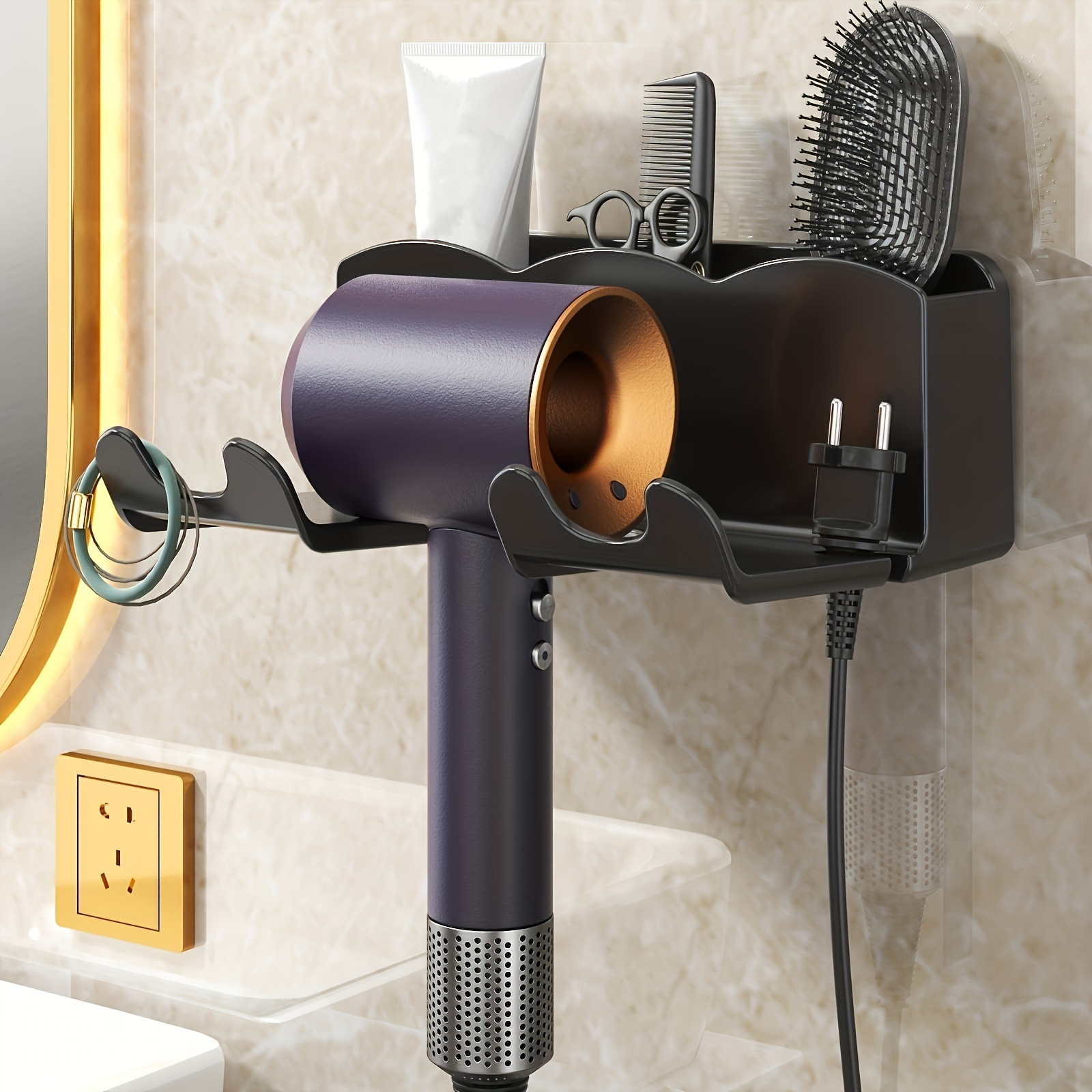 Soporte de Pared para Secador de Pelo sin Taladro con Adhesivo para Baño | prologyc.es | repuestos.prologyc.es