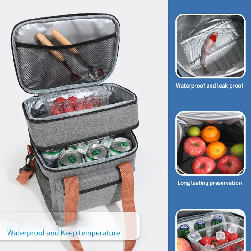Bolsa Térmica de Almuerzo de Doble Capa con Bandolera para Picnic y Trabajo | prologyc.es | repuestos.prologyc.es