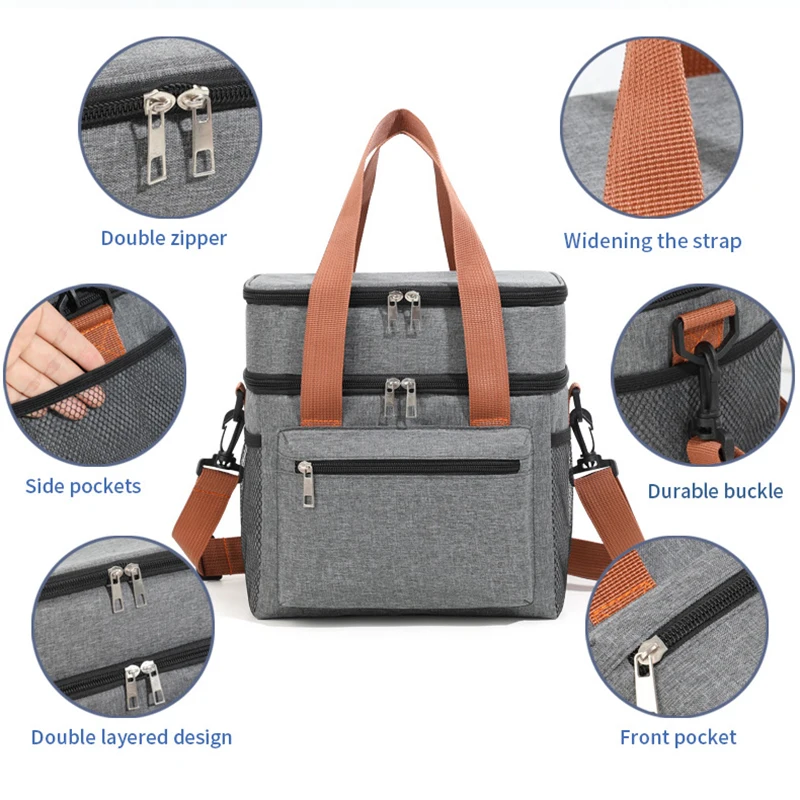 Bolsa Térmica de Almuerzo de Doble Capa con Bandolera para Picnic y Trabajo | prologyc.es | repuestos.prologyc.es