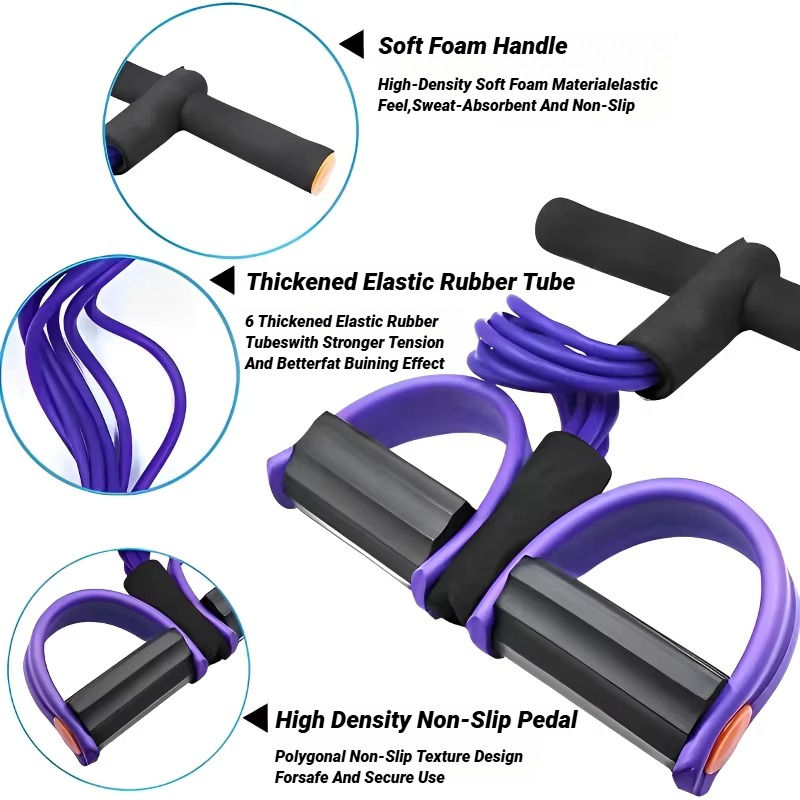 Tensor de Pedal de 4 Tubos con Bandas Elásticas para Fitness, Yoga y Abdominales | prologyc.es | repuestos.prologyc.es