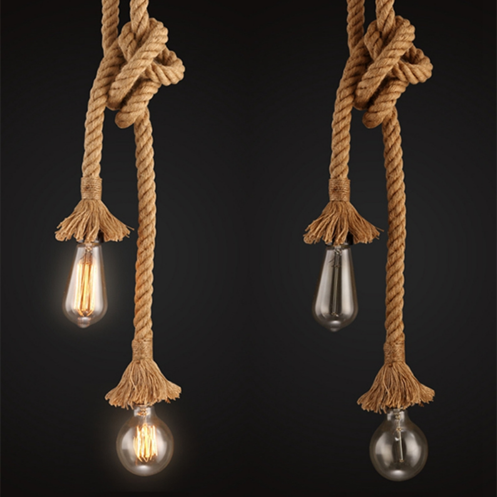 Lámpara Colgante Vintage de Cuerda de Cáñamo Estilo Industrial E27 para Loft | prologyc.es | repuestos.prologyc.es