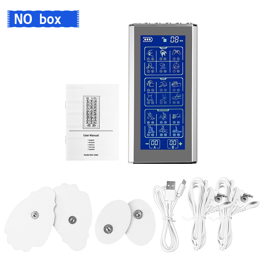 Máquina Tens de 36 modos con 4 almohadillas de electrodos para aliviar el dolor, estimulador muscular EMS, masaje relajante