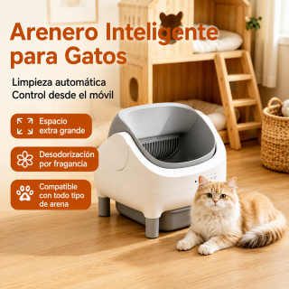 Caja de Arena Automática Autolimpiable para Gatos con WiFi y Sensor Inteligente | prologyc.es | repuestos.prologyc.es