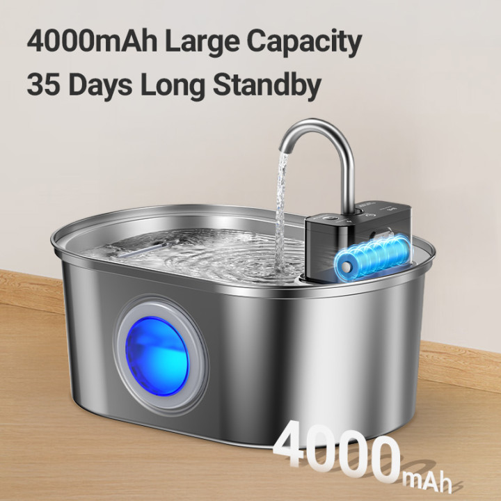 Fuente agua gatos acero inoxidable 3.2L automática | Prologyc