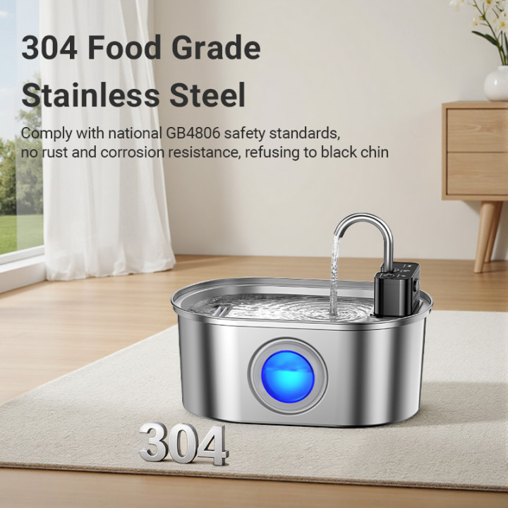 Fuente agua gatos acero inoxidable 3.2L automática | Prologyc